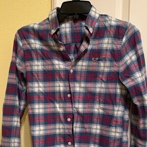 Vineyard Vines Boy’s Red and Blue Flannel Checkered Shirt